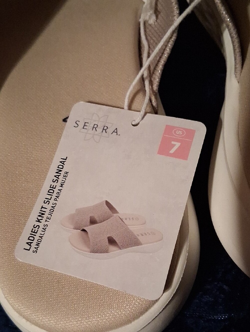 Serra Women's Tan Ribbed Slide Sandals - Picture 3 of 6